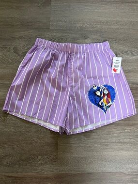 Nightmare before Christmas Purple Striped  Shorts with Heart size medium nwt